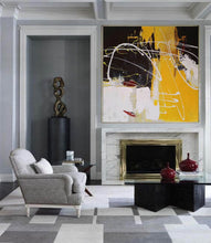 Load image into Gallery viewer, Black White Yellow Modern Abstract Painting  Acrylic Painting NP122