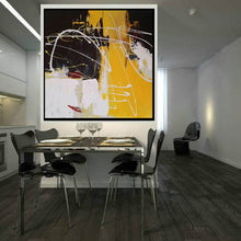 Load image into Gallery viewer, Black White Yellow Modern Abstract Painting  Acrylic Painting NP122