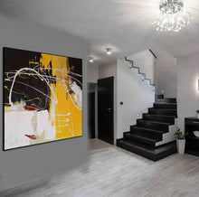 Load image into Gallery viewer, Black White Yellow Modern Abstract Painting  Acrylic Painting NP122