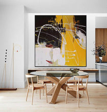 Load image into Gallery viewer, Black White Yellow Modern Abstract Painting  Acrylic Painting NP122