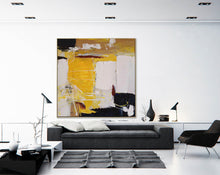 Load image into Gallery viewer, Black White Yellow Original Abstract Painting Minimalist Painting Np120