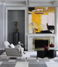Load image into Gallery viewer, Black White Yellow Original Abstract Painting Minimalist Painting Np120
