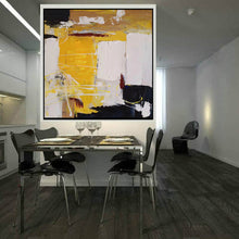 Load image into Gallery viewer, Black White Yellow Original Abstract Painting Minimalist Painting Np120