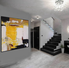 Load image into Gallery viewer, Black White Yellow Original Abstract Painting Minimalist Painting Np120