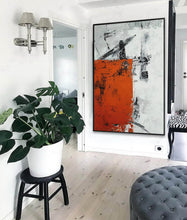 Load image into Gallery viewer, Red Grey Abstract Painting Modern Abstract Painting Np084