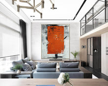 Load image into Gallery viewer, Red White Grey Original Oil Paintings on Canvas, Large Abstract Canvas Art Np113