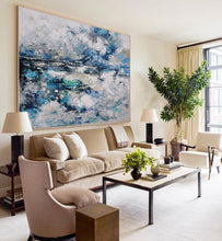 Load image into Gallery viewer, Original Blue White Sky Abstract Painting Large Cloud Oil Painting Dp093