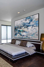 Load image into Gallery viewer, Original Blue White Sky Abstract Painting Large Cloud Oil Painting Dp093