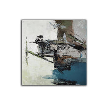 Load image into Gallery viewer, Blue White Brown Abstract Painting on Canvas Pallette Knife Painting YP033