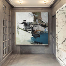 Load image into Gallery viewer, Blue White Brown Abstract Painting on Canvas Pallette Knife Painting YP033