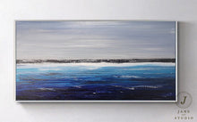 Load image into Gallery viewer, Original Blue Ocean Abstract Painting Large Sky Landscape Oil Painting Qp078