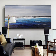 Load image into Gallery viewer, Original Blue Ocean Abstract Painting Large Sky Landscape Oil Painting Qp078