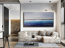 Load image into Gallery viewer, Original Blue Ocean Abstract Painting Large Sky Landscape Oil Painting Qp078