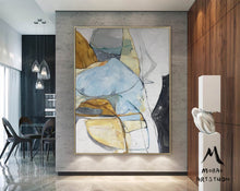 Load image into Gallery viewer, Gold Blue Abstract Painting Large Colorful Canvas Art Np062