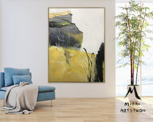 Load image into Gallery viewer, Gray Yellow Abstract Painting Original Large Canvas Art Np052