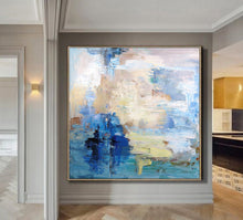 Load image into Gallery viewer, Blue Abstract Oil Painting,Sky Abstract Painting White Abstract Art Painting Bl010