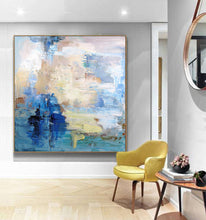 Load image into Gallery viewer, Blue Abstract Oil Painting,Sky Abstract Painting White Abstract Art Painting Bl010