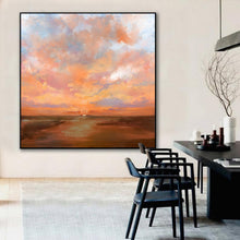 Load image into Gallery viewer, Large Sky Abstract Art Painting Brown Painting Orange Painting Sunset Landscape Bp079