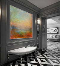 Load image into Gallery viewer, Orange Green Abstract Art Painting Sea Oil Painting For Living Room Dp107