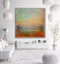 Load image into Gallery viewer, Orange Green Abstract Art Painting Sea Oil Painting For Living Room Dp107