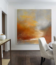 Load image into Gallery viewer, Brown Abstract Painting Sunrise Landscape Ocean Art Office Decor Dp095