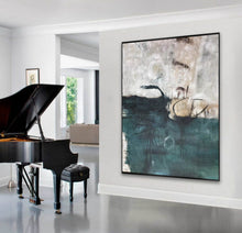 Load image into Gallery viewer, Xl Abstract Painting Deep Green Canvas Wall Art Np079