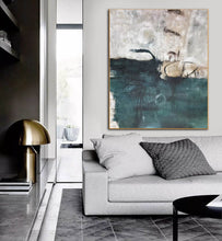 Load image into Gallery viewer, Xl Abstract Painting Deep Green Canvas Wall Art Np079