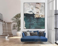 Load image into Gallery viewer, Xl Abstract Painting Deep Green Canvas Wall Art Np079