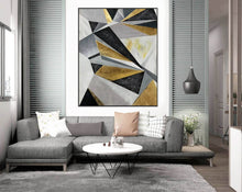 Load image into Gallery viewer, Geometric Wall Art Gold Abstract Painting On Canvas Big Artwork Np082