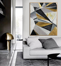 Load image into Gallery viewer, Geometric Wall Art Gold Abstract Painting On Canvas Big Artwork Np082
