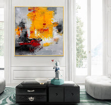 Load image into Gallery viewer, Large Yellow Gray Red Abstract Painting Oversize Wall Art Cp019