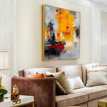 Load image into Gallery viewer, Large Yellow Gray Red Abstract Painting Oversize Wall Art Cp019