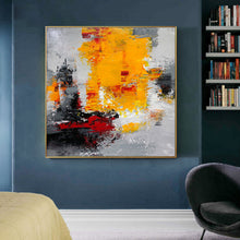 Load image into Gallery viewer, Large Yellow Gray Red Abstract Painting Oversize Wall Art Cp019