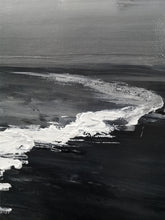 Load image into Gallery viewer, Large Black and White Ocean Painting Coastal Wall Art Grey Wall Decor Op075