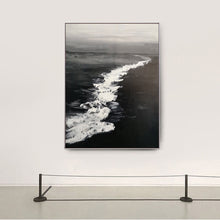 Load image into Gallery viewer, Large Black and White Ocean Painting Coastal Wall Art Grey Wall Decor Op075