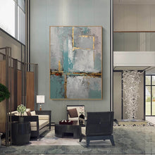 Load image into Gallery viewer, Gold Blue White Original Abstract Painting Large Acrylic Painting Yp13