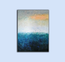 Load image into Gallery viewer, Deep Blue White Yellow Abstract Painting on Canvas Original Yp020