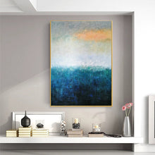Load image into Gallery viewer, Deep Blue White Yellow Abstract Painting on Canvas Original Yp020