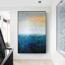 Load image into Gallery viewer, Deep Blue White Yellow Abstract Painting on Canvas Original Yp020