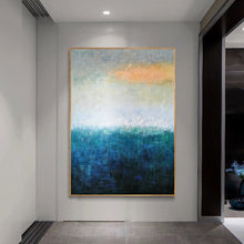 Load image into Gallery viewer, Deep Blue White Yellow Abstract Painting on Canvas Original Yp020