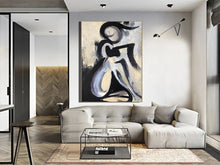 Load image into Gallery viewer, Black And White Abstract Painting On Canvas For Living Room Kp034
