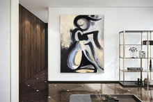 Load image into Gallery viewer, Black And White Abstract Painting On Canvas For Living Room Kp034