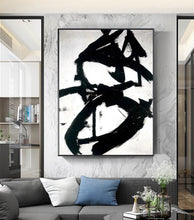 Load image into Gallery viewer, Black and White Abstract Canvas Art Minimalist Painting Op019