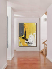 Load image into Gallery viewer, Yellow White Grey Oversized Abstract Painting Modern Art Cp008