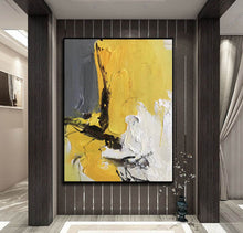 Load image into Gallery viewer, Yellow White Grey Oversized Abstract Painting Modern Art Cp008
