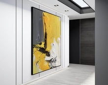 Load image into Gallery viewer, Yellow White Grey Oversized Abstract Painting Modern Art Cp008