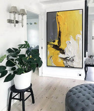 Load image into Gallery viewer, Yellow White Grey Oversized Abstract Painting Modern Art Cp008