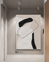 Load image into Gallery viewer, Black White Beige Minimalist Painting On Canvas Textured Painting Ap001