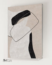Load image into Gallery viewer, Black White Beige Minimalist Painting On Canvas Textured Painting Ap001