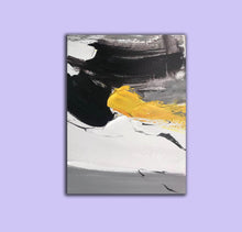 Load image into Gallery viewer, Black And White Painting Yellow Abstract Painting on Canvas Cp007